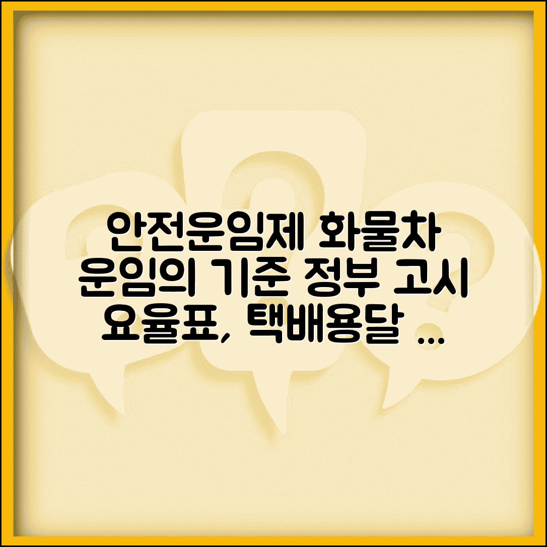 안전운임제 요율표 화물운송 기준 | 택배 용달 화물차 운임 산정을 위한 정부 고시 요율
