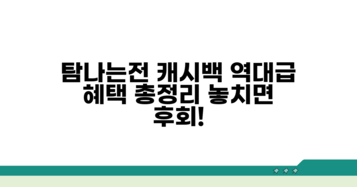 탐나는전 캐시백 혜택 집중 분석