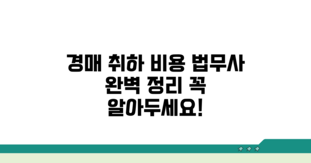 경매취하 법무사 비용 핵심 정리